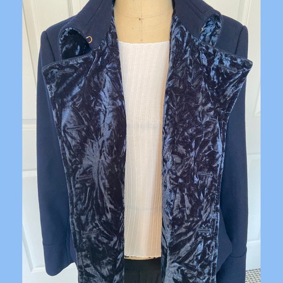 Guess pea coat with crushed velvet lapels - sz large - Picture 3 of 10